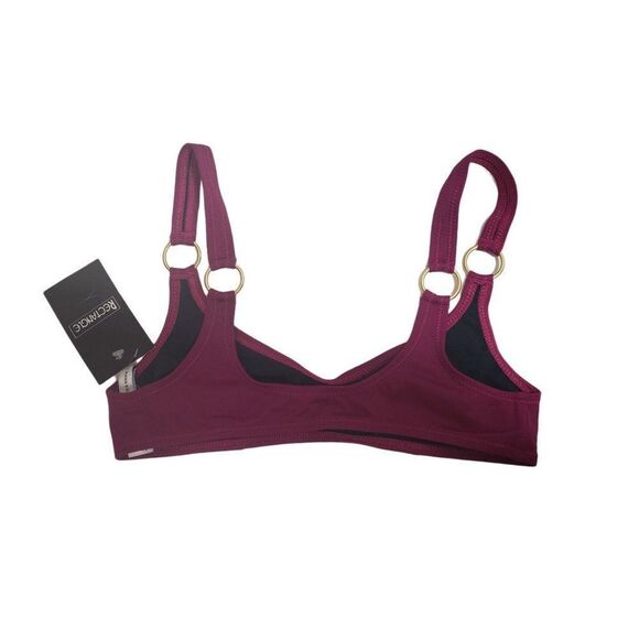 Solid & Striped Minimalist O Ring Bikini Top Maroon Eggplant Jewel Tone - Picture 3 of 6